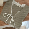 Tied V-neck Ice Silk Short Sleeve Knitwear Women's Short Top