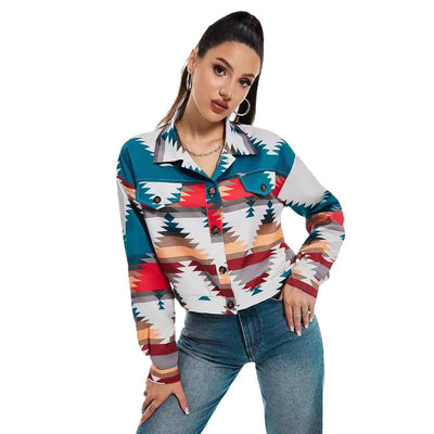 Coat Printing Long Sleeve Short Top
