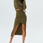 Hip Hugging Split Skirt Casual Set