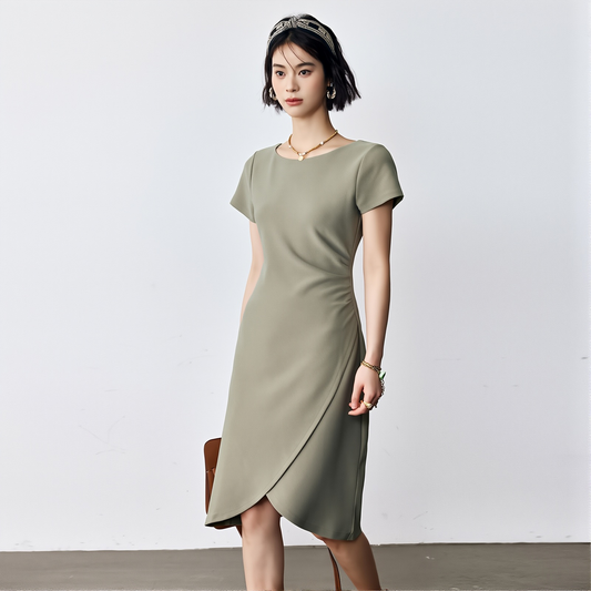 The Parisian Midi - A Short-Sleeved Dress in Light Luxury Fabric
