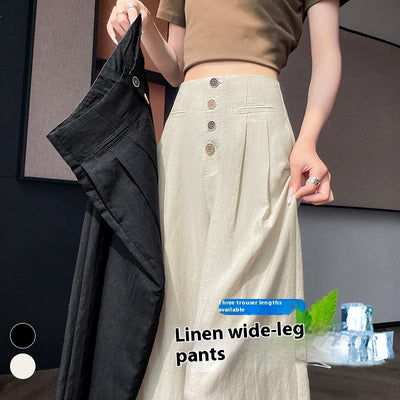 Women's Cotton And Linen Wide-leg Pants Loose Drooping Casual Straight Pants