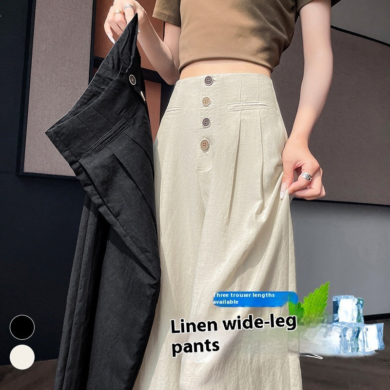 Women's Cotton And Linen Wide-leg Pants Loose Drooping Casual Straight Pants