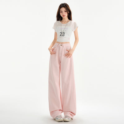 Cherry Blossom Wide Leg Draping Mop Jeans