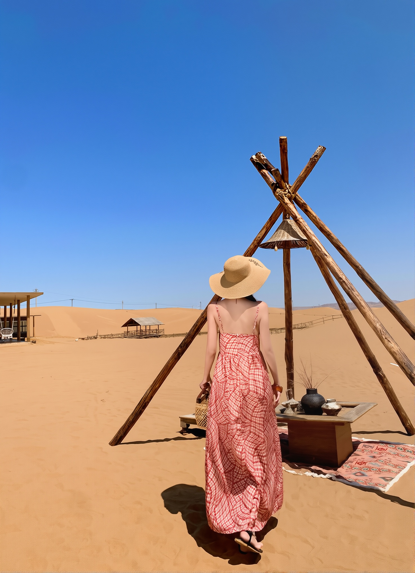 Plaid Suspender Maxi Dress for Women - Loose Fit V-Neck Beach Cover Up, Casual Resort Wear