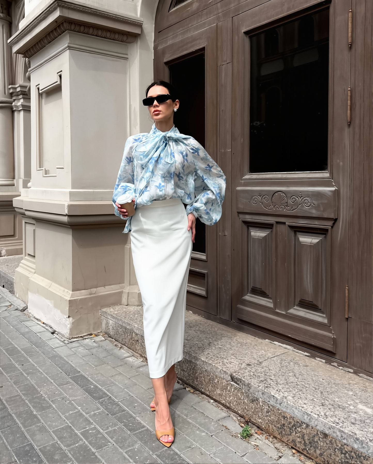 2025 New Autum Elegant Lace-Up Lantern Sleeve Floral Shirt Design, Elegant, Casual And Fashionable Cross-Border Commuting