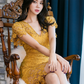 Spring New Socialite Lace Pencil Skirt - V-Neck Slim Hip Dress, A Generation Of Hair Style