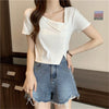 Women's Irregular Square Collar Split Shoulder T-shirt
