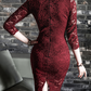 The Socialite Evening Dress: Sexy Slim Fit Lace with V-Neck & Waist Detail
