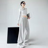 Casual Straight-leg High Waist Slimming Wide Leg Pants