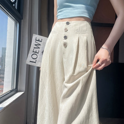 Women's Cotton And Linen Wide-leg Pants Loose Drooping Casual Straight Pants