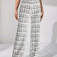 Woven Plaid High Waist Straight Women's Pants