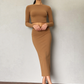 Sexy Round Neck Padded Base Skirt Suit