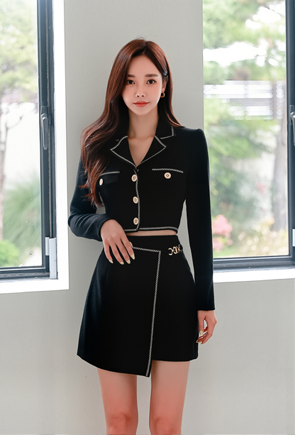 Socialite Temperament Two-Piece Set: Slim Fitted Coat with Hip Skirt for Spring