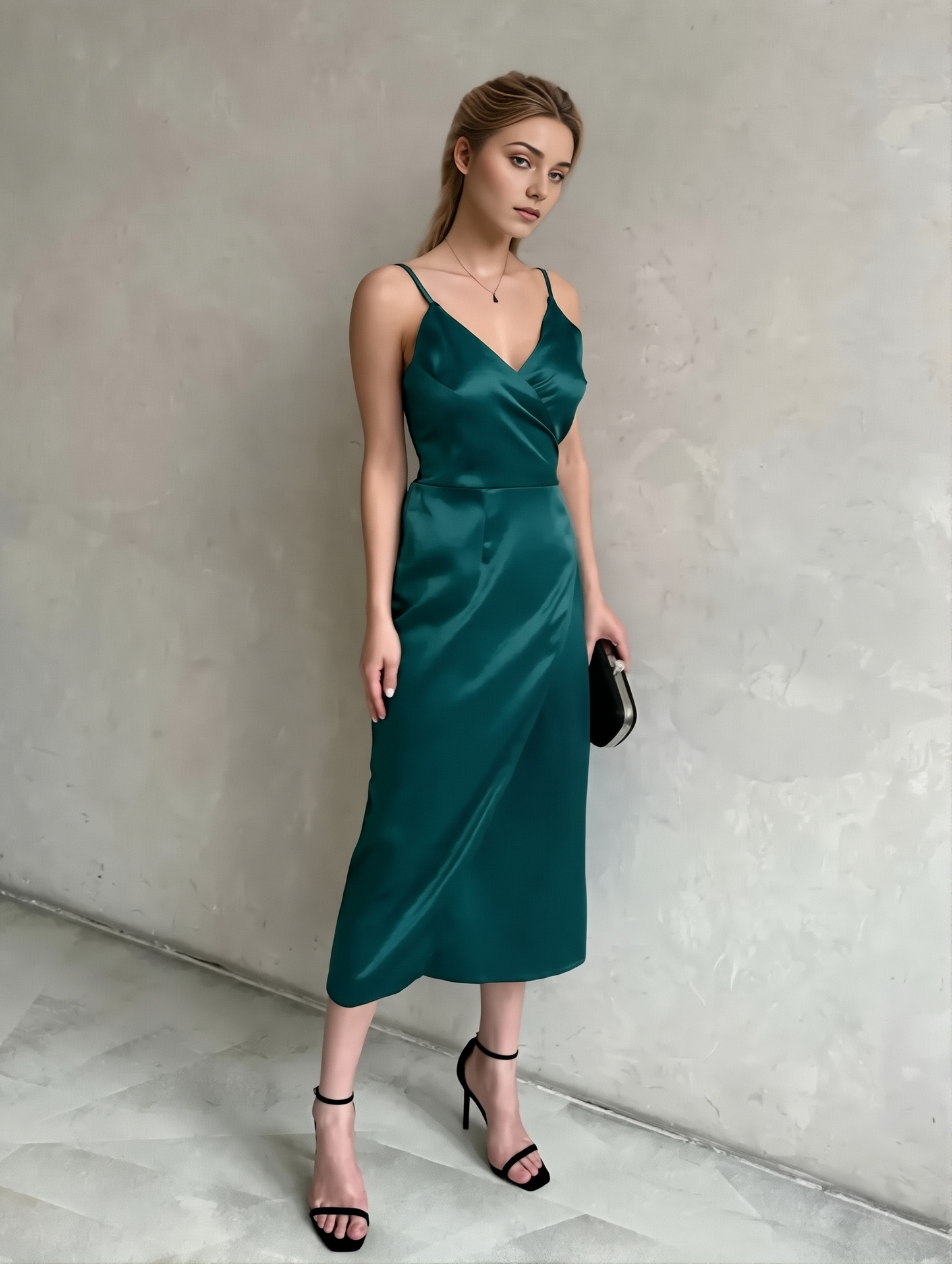 High-grade silky satin sling dress spring/summer wildberries Russian temperament dress