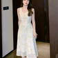 Real Shot Of Summer Sweet Ladylike Floral Suspender Dress, Feminine, Whitening And Slimming Sleeveless Long Skirt