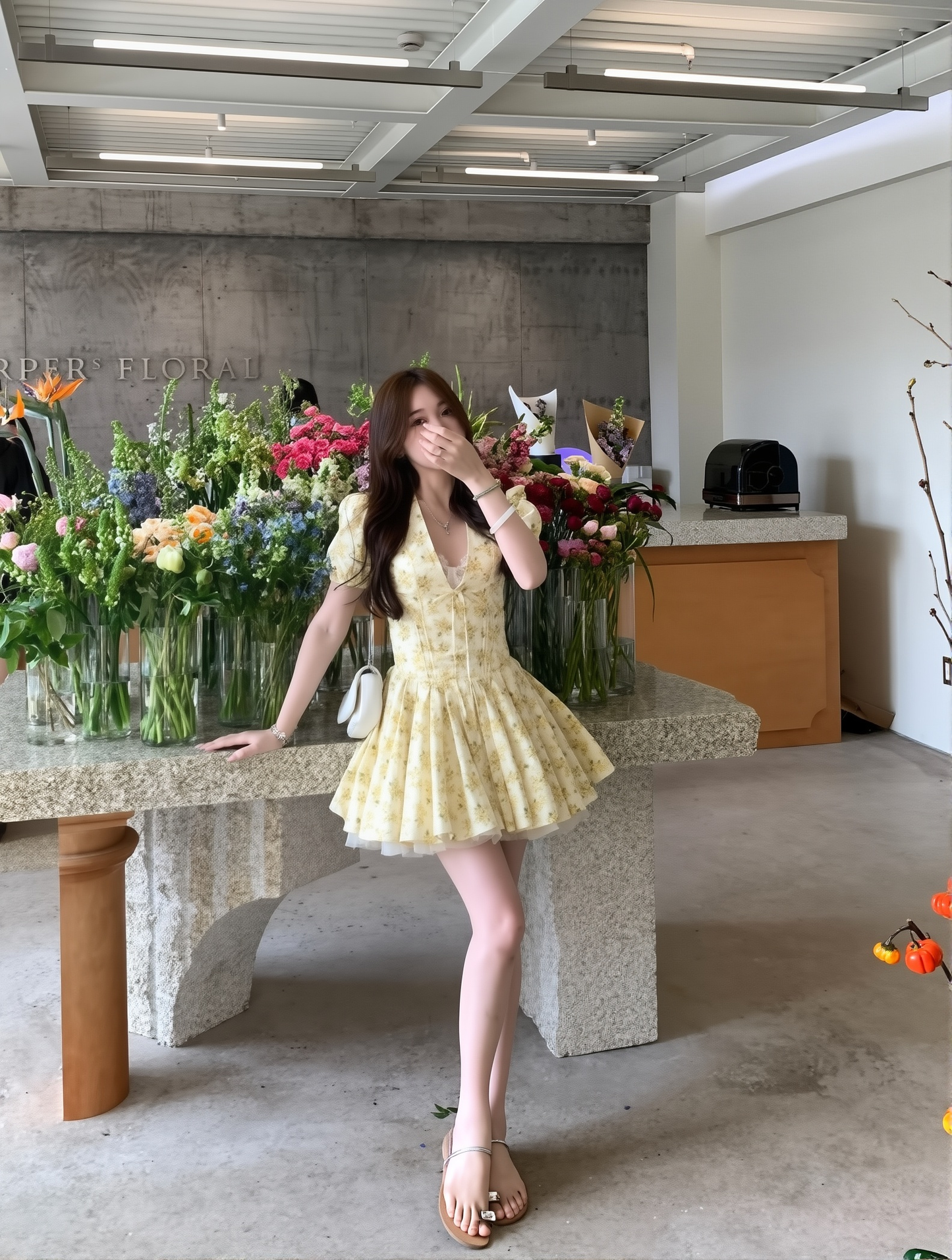 Super Pretty And Cute Floral Dress 2025 New Elegant Women's Spring Wear French Age-Reducing Waist Ins