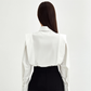 French Commuter Right Angle Shoulder Slim Shirt Women's Summer Long Sleeve Stitching High-end Sense