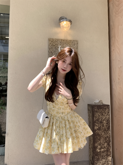 Super Pretty And Cute Floral Dress 2025 New Elegant Women's Spring Wear French Age-Reducing Waist Ins