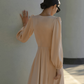 Clothing French Style Elegant Satin Lantern Sleeve Dress Women's High-end Waist Banquet Dress
