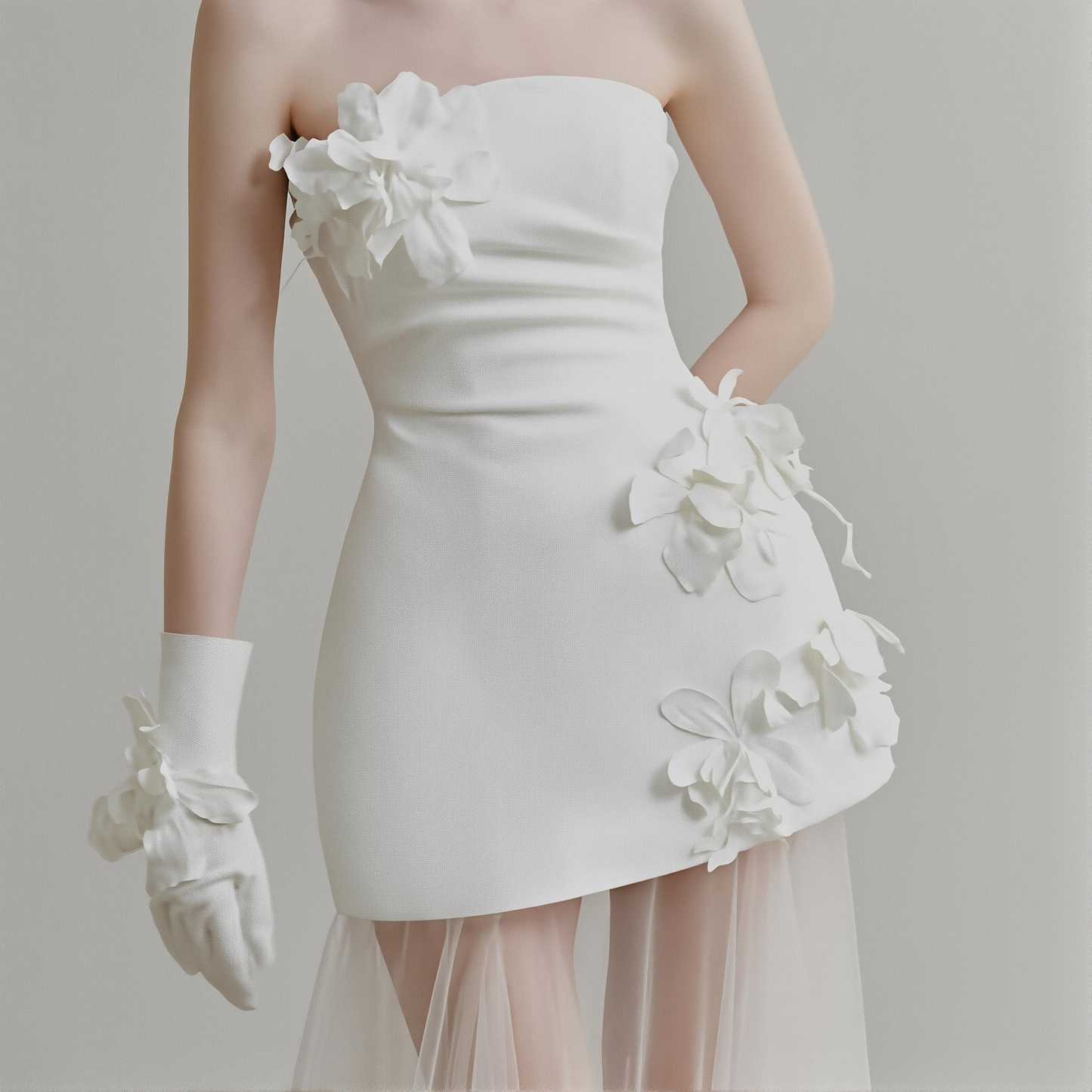 Light Luxury Niche New Year Engagement Dress Birthday Party Small White Dress License Photo Tour Short Tube-length Light Wedding Dress