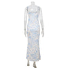 Vintage Printed Slim Fit Slimming Spaghetti Straps Dress
