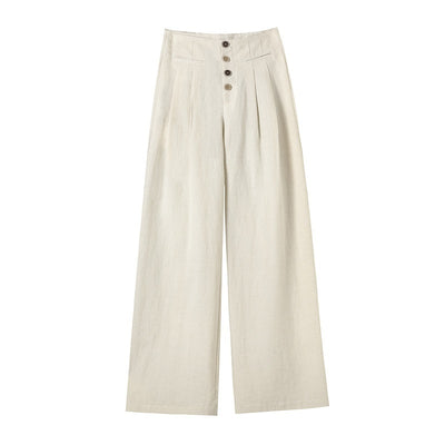 Women's Cotton And Linen Wide-leg Pants Loose Drooping Casual Straight Pants