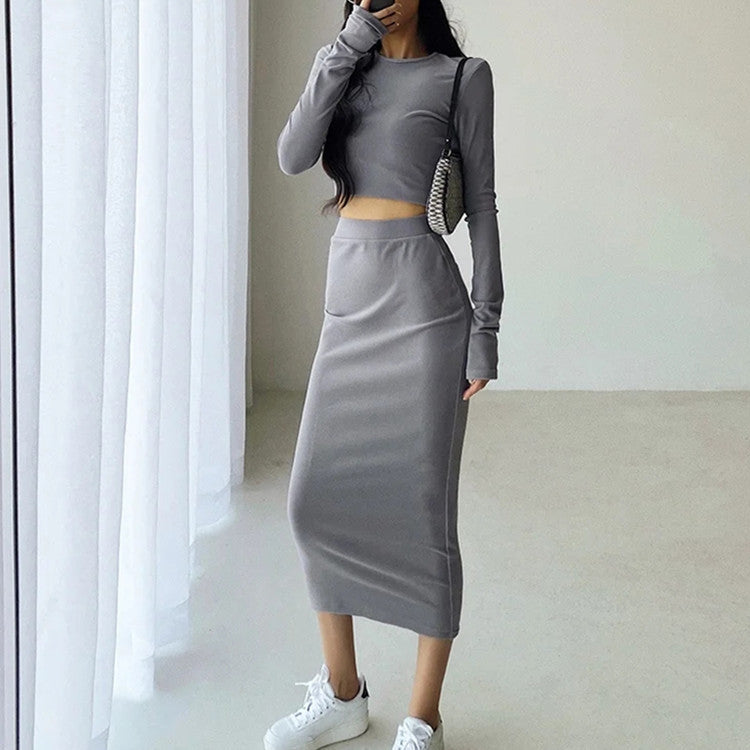 Sexy Round Neck Padded Base Skirt Suit