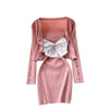 Sweet Knit Dress Dress Women's Bowknot Sling Pure Color