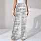 Woven Plaid High Waist Straight Women's Pants