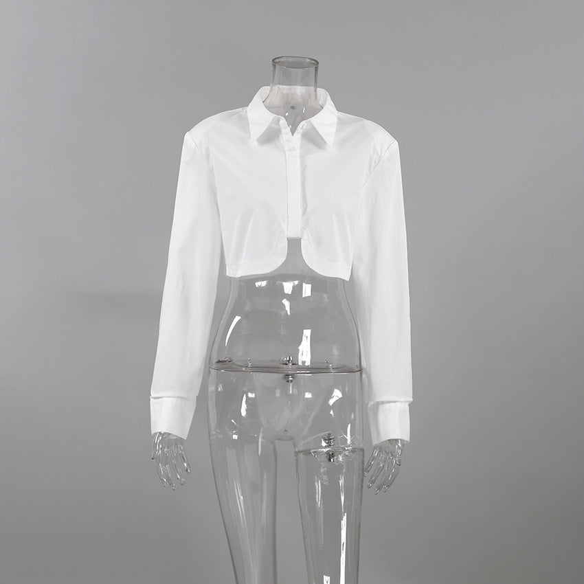 Autumn And Winter New White Simple Niche Shirt Design Sense Short Lapel Women