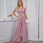 22 Spring And Summer New Cross-border Hot Selling Temperament Commuter Wide-leg Pants Vest Sleeveless Pure Mid-length Pink Solid Color Pants Suit