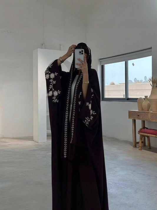 2025 New Foreign Trade Cross-Border E-Commerce Unique Arabic Embroidered Robe Fashionable Outer Wear Abaya Robe