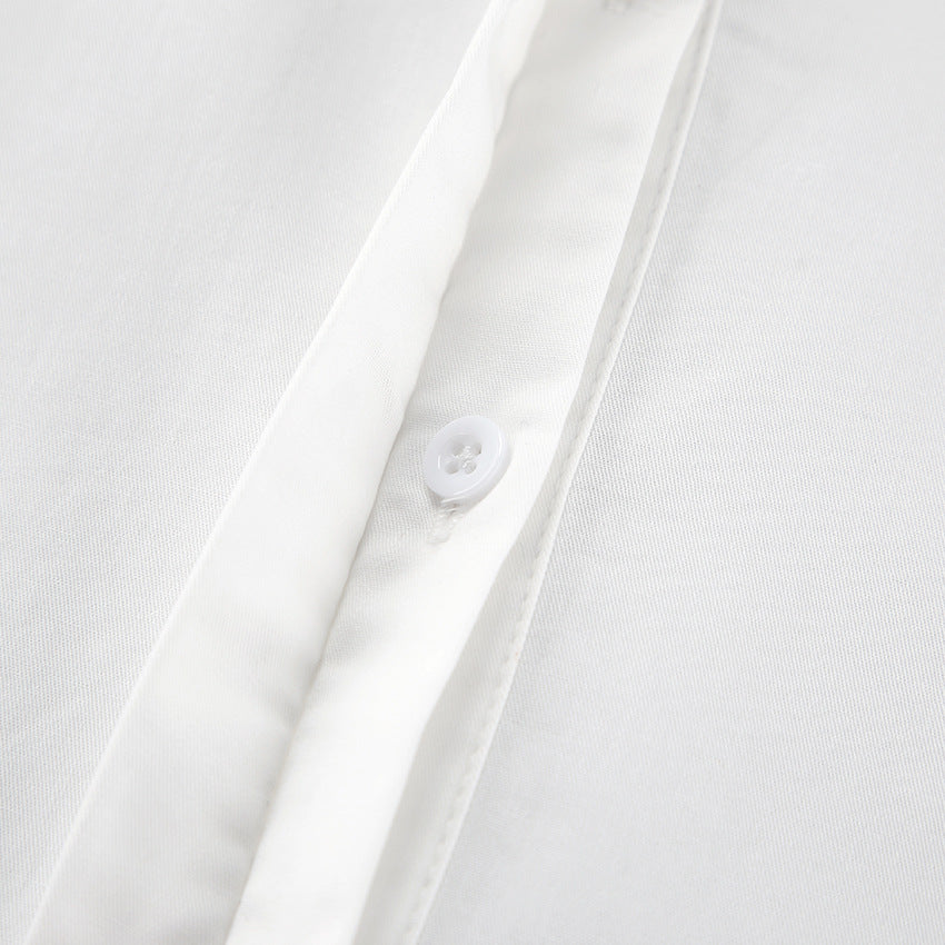 Autumn And Winter New White Simple Niche Shirt Design Sense Short Lapel Women
