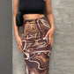 Autumn And Winter New Women&#039;s High Waist Hip Sexy Slim-Fit Elegant Printed Skirt For Women