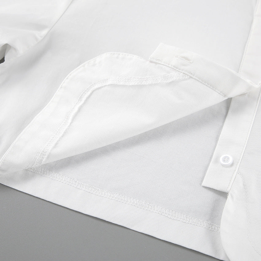 Autumn And Winter New White Simple Niche Shirt Design Sense Short Lapel Women