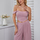 22 Spring And Summer New Cross-border Hot Selling Temperament Commuter Wide-leg Pants Vest Sleeveless Pure Mid-length Pink Solid Color Pants Suit