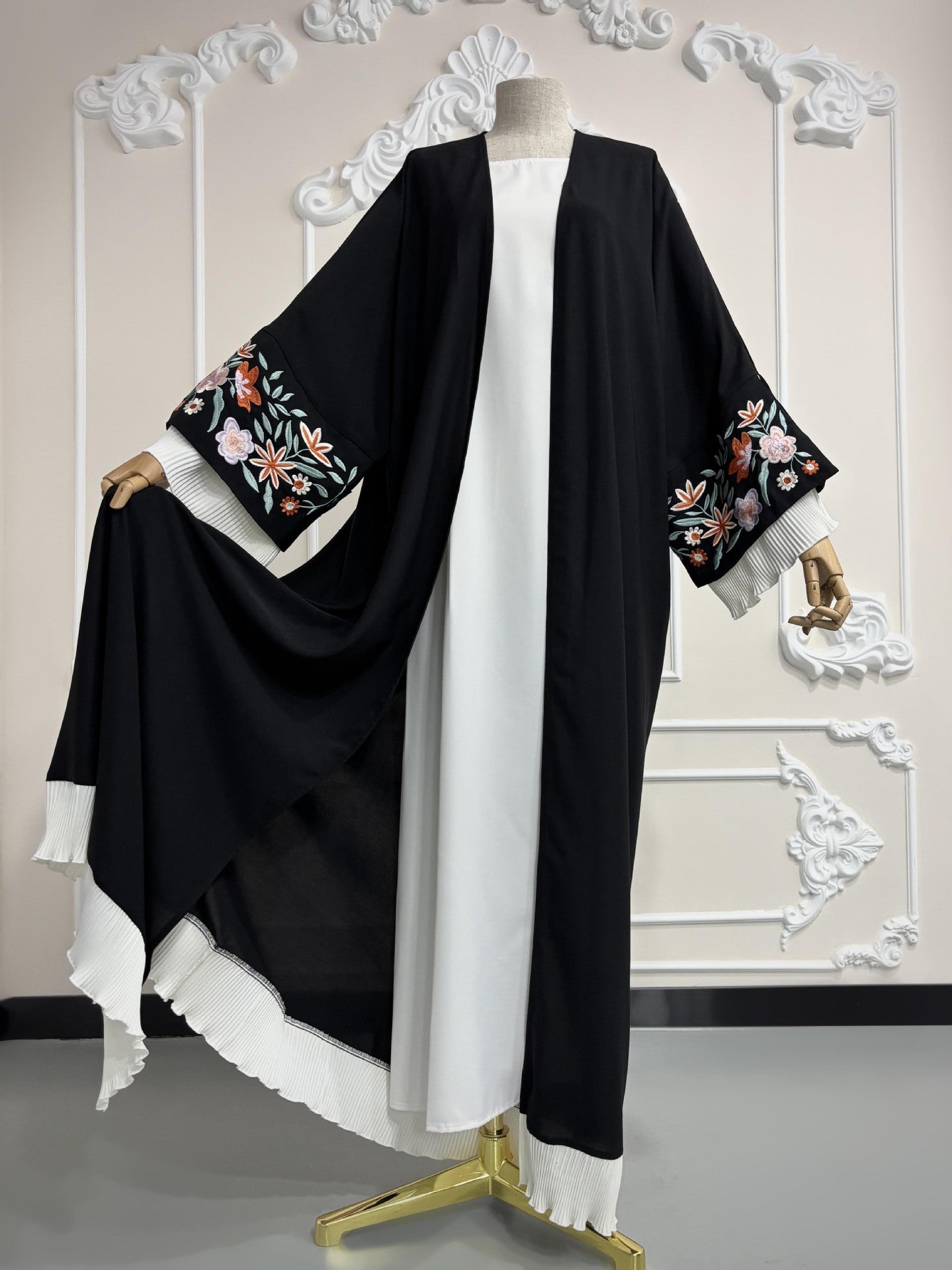 Dubai Arabic Embroidery Embroidery Embroidery Gorge Fashion Outdoor Abaya Pleated Splicing