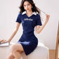 R3320 Original Designer Brand Letter Polo Skirt Elastic Slimming Look Cotton Slim Dress Summer