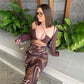 Autumn And Winter New Women&#039;s High Waist Hip Sexy Slim-Fit Elegant Printed Skirt For Women