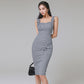 Cross-border Women's 2023 Summer New Arrival Korean Style Elegant Houndstooth Tight Waist Slimming Hip Mid-length Vest Dress