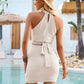 New Solid Color Halter Waist-exposed Top Lace-up Suit Skirt Foreign Trade