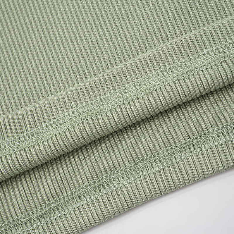 Women's Wear Spring And Summer Big Square Collar Short Navel Low Waist Micro Horn Slimming Knitted Suit