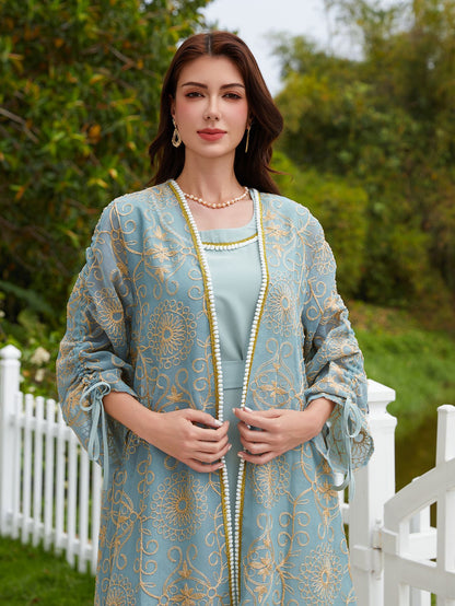 Nc45 Jalabiya Muslim Dress Middle East Cross-Border Export Women's Robe Two-Piece Set Saudi Dubai