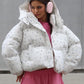 Cross-border Bread Suit Small Floral Design Drawstring Hooded Detachable Cotton Coat High-end Fashionable All-match Coat Women