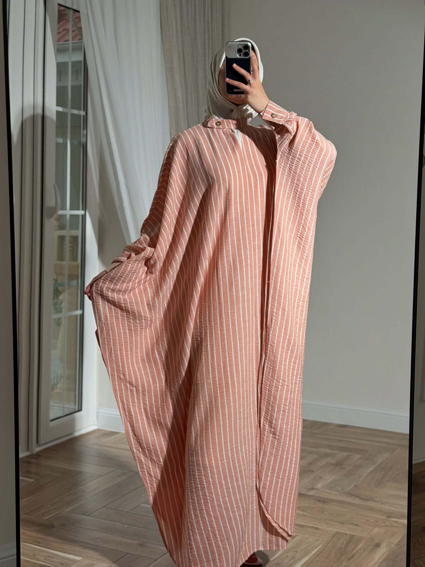 2025 AliExpress Dubai Middle East Turkish Autumn And Winter Elegant Simple Fashion Striped Robe Dress