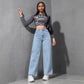 Spring New Style Light-Colored Washed Loose Slimming Look Floor-Length Denim Pants Jeans
