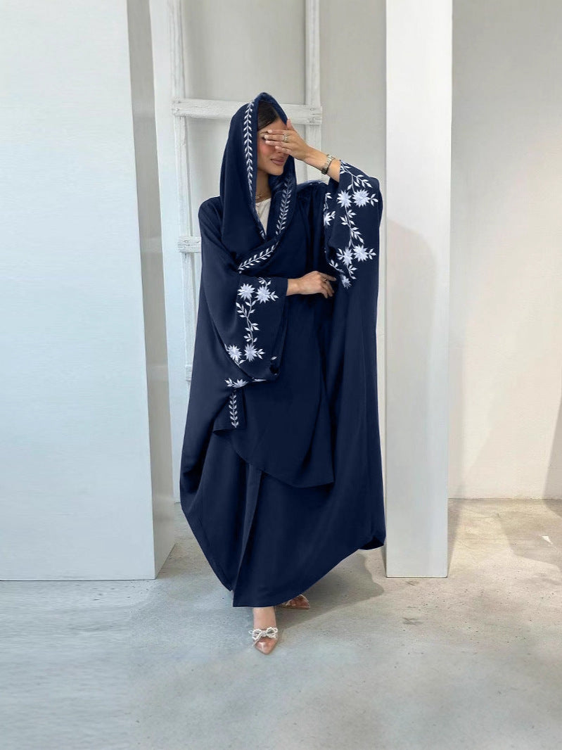2025 New Foreign Trade Cross-Border E-Commerce Unique Arabic Embroidered Robe Fashionable Outer Wear Abaya Robe