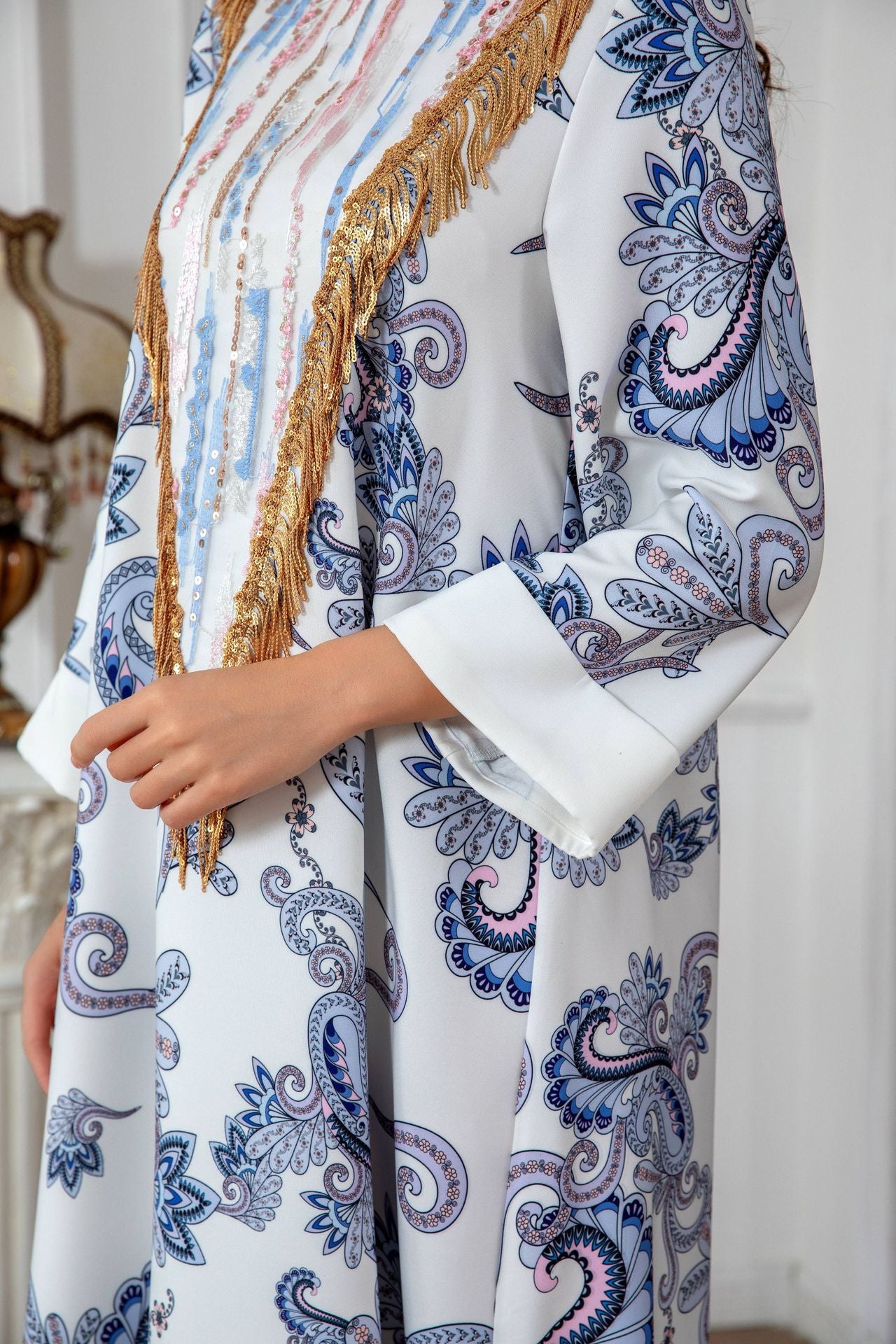 Muslim Women's Printed Robe Evening Dress  Cross-Border Dress Wholesale Long