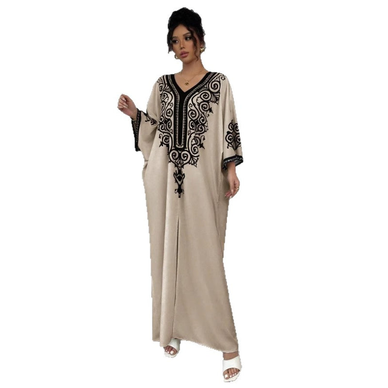 V-neck Positioning Flower Loose Printed Dress