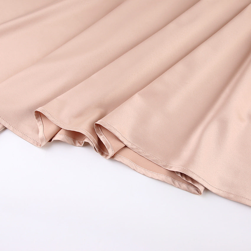 Clothing French Style Elegant Satin Lantern Sleeve Dress Women's High-end Waist Banquet Dress